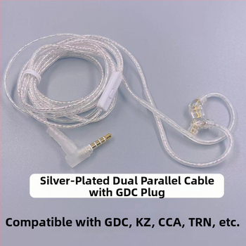 Srebreno obloženi bakreni kabel za slušalice s dvostrukim paralelnim vodovima, zamjena za KZ ZS10Pro, QDC, TRN.CCA i druge kompatibilne zvučne kartice