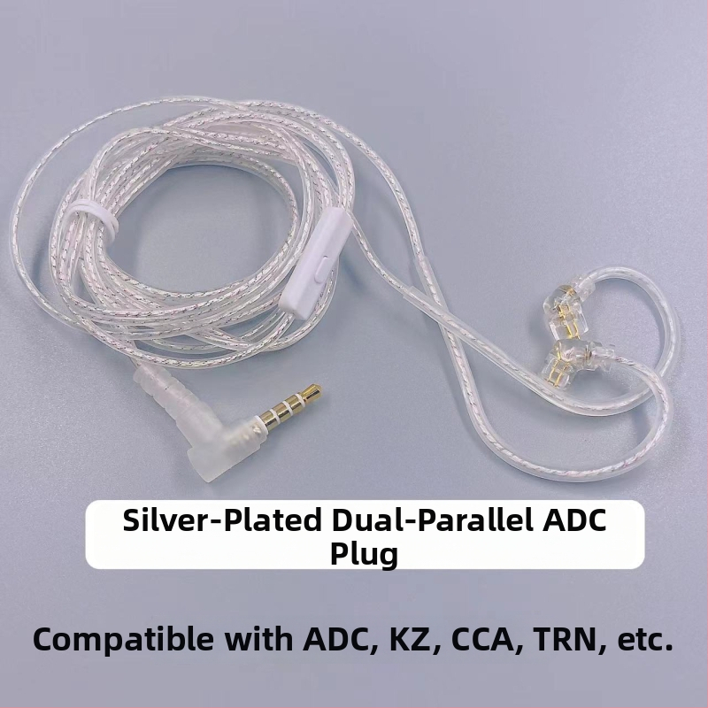 Srebreno obloženi bakreni kabel za slušalice s dvostrukim paralelnim vodovima, zamjena za KZ ZS10Pro, QDC, TRN.CCA i druge kompatibilne zvučne kartice