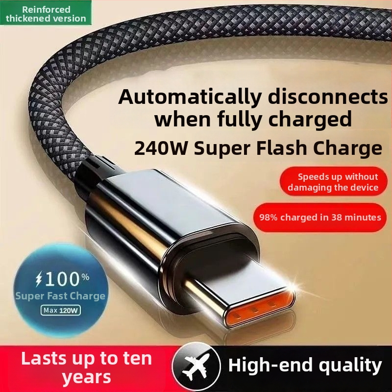 Type-C кабел за данни със смарт дигитален дисплей, 120W бързо зареждане, съвместим с Huawei, Honor, Oppo, Android и Vivo