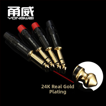 Yongwei lodēts audio savienotājs pāris: 2-dzīvulēta mono mikrofona līnijas ligzda un 3-dzēs stereo savienotājs, ROHS sertifikāts, darba temperatūras diapazons -30°C līdz 80°C.