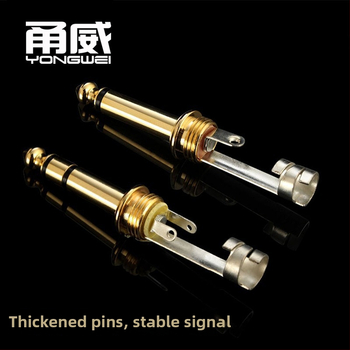 Yongwei lodēts audio savienotājs pāris: 2-dzīvulēta mono mikrofona līnijas ligzda un 3-dzēs stereo savienotājs, ROHS sertifikāts, darba temperatūras diapazons -30°C līdz 80°C.