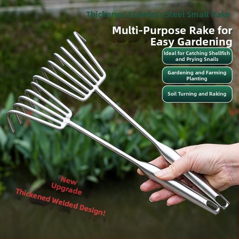 Grebla de grădină din oțel inoxidabil, vârf ascuțit, 2- și 3-dinți, pentru ghivece și flori, afânează solul, utilizare în exterior