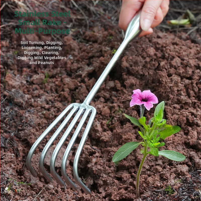 Grebla de grădină din oțel inoxidabil, vârf ascuțit, 2- și 3-dinți, pentru ghivece și flori, afânează solul, utilizare în exterior