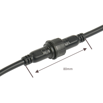 M16 vodootporan 2-žilni spojni konektor, muški i ženski, PVC izolirani napajajući kabel 2×0,75 mm²