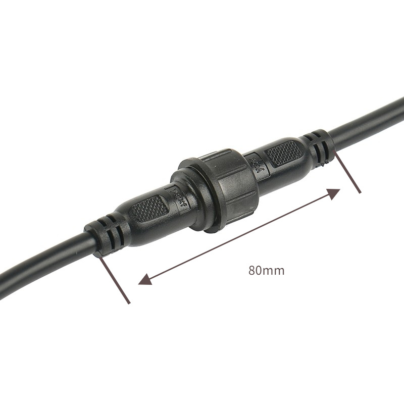 M16 vodootporan 2-žilni spojni konektor, muški i ženski, PVC izolirani napajajući kabel 2×0,75 mm²