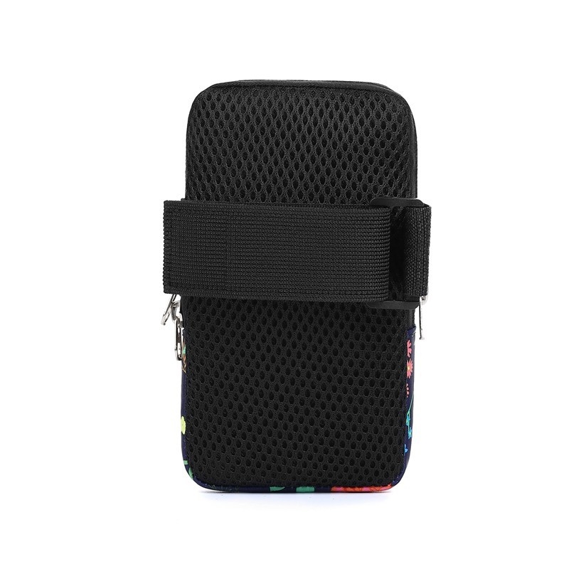 Torba za ruku za trčanje s držačem telefona, unisex, Oxford materijal, cvjetni uzorak, podstava od poliestera, prozračna