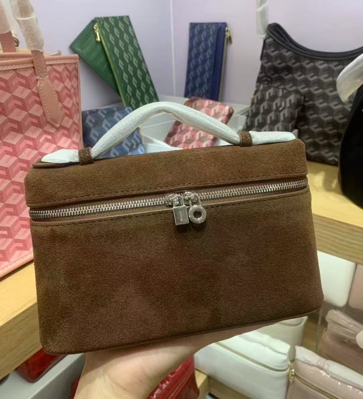 L19 Torbica od prave kože, mat nubuk, torbica za obrok, kozmetička torbica, ručna ili preko ramena, crossbody, ulični stil