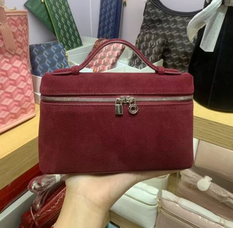 L19 Torbica od prave kože, mat nubuk, torbica za obrok, kozmetička torbica, ručna ili preko ramena, crossbody, ulični stil