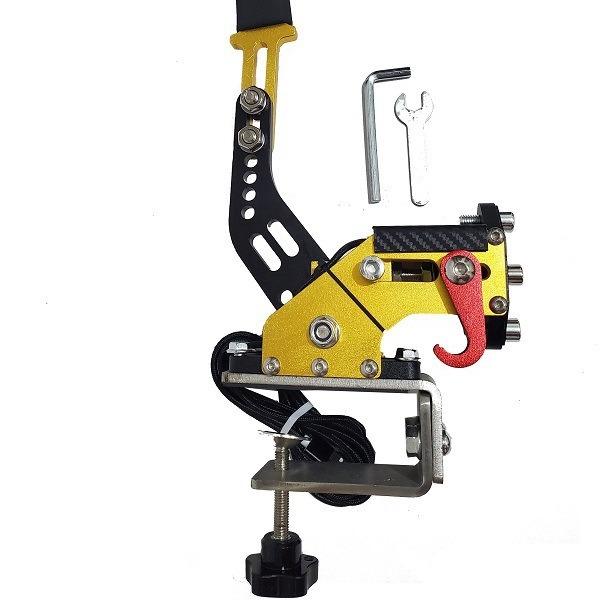 Βραχίονας στήριξης τιμονιού και βάσης καθίσματος με φρένο έλξης γραμμικού τύπου για drift παιχνίδια, USB PC διεπαφή, συμβατός με G25/G27/G29/G920/T300RS/T500RS/45B/T80, από αλουμίνιο και ανοξείδωτο ατσάλι, διαστάσεις 34×20×9 cm, βάρος 1.75 kg