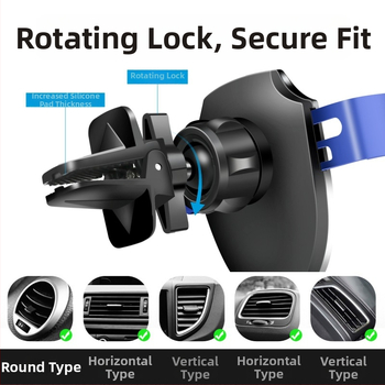 Suport pentru telefon auto cu rotire la 360° pentru difuzorul de aer – bază gravitațională universală, montaj snap-on