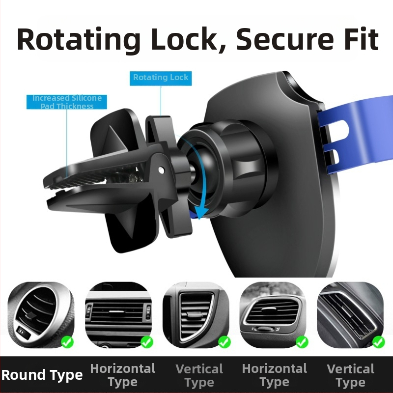 Suport pentru telefon auto cu rotire la 360° pentru difuzorul de aer – bază gravitațională universală, montaj snap-on