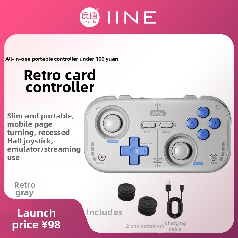 Controller de joc retro cu joystick cu senzor Hall, mini controler, compatibil cu Switch2, Android, iOS, telefon mobil, PC și sistem auto