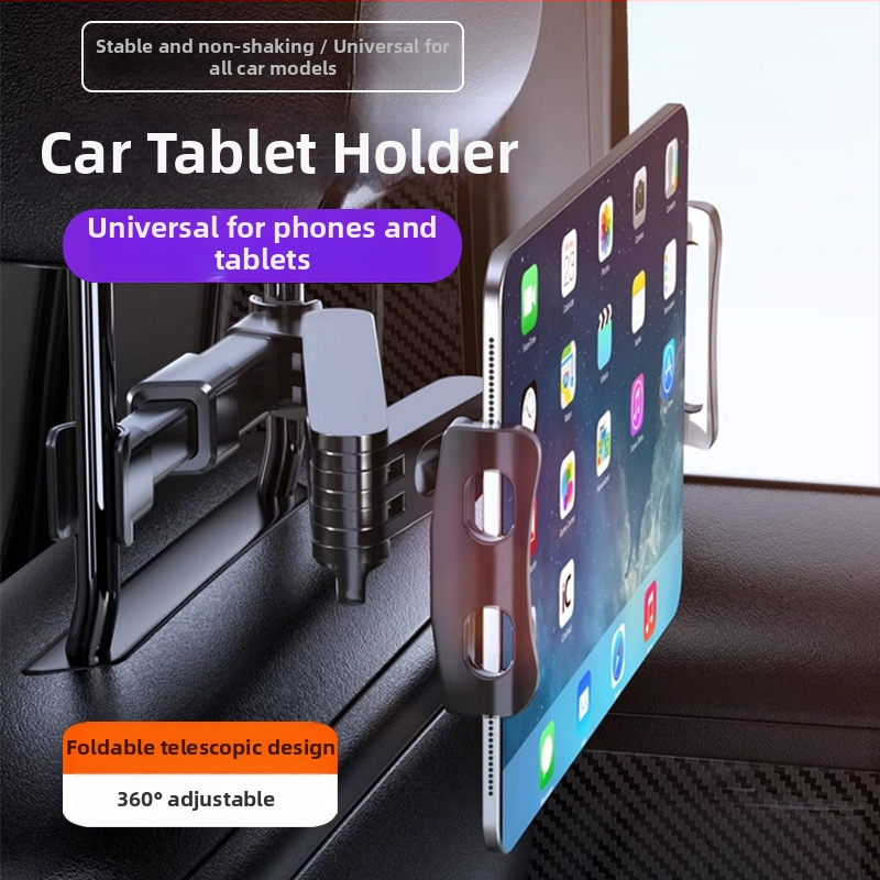 Yiyi držiak na tablet do auta s teleskopickým ramenom - univerzálny pre zadné operadlo, Snap-On upevnenie, 150 g