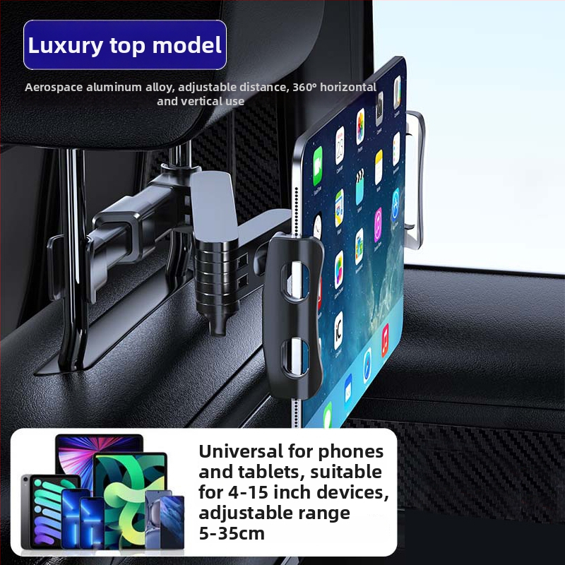 Yiyi držiak na tablet do auta s teleskopickým ramenom - univerzálny pre zadné operadlo, Snap-On upevnenie, 150 g