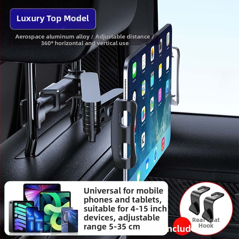 Yiyi držiak na tablet do auta s teleskopickým ramenom - univerzálny pre zadné operadlo, Snap-On upevnenie, 150 g