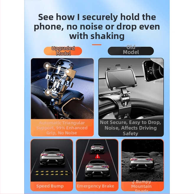 Držiak na telefón do auta, univerzálny pre panel prístrojov, Snap-On uchytenie, dobíjateľná batéria