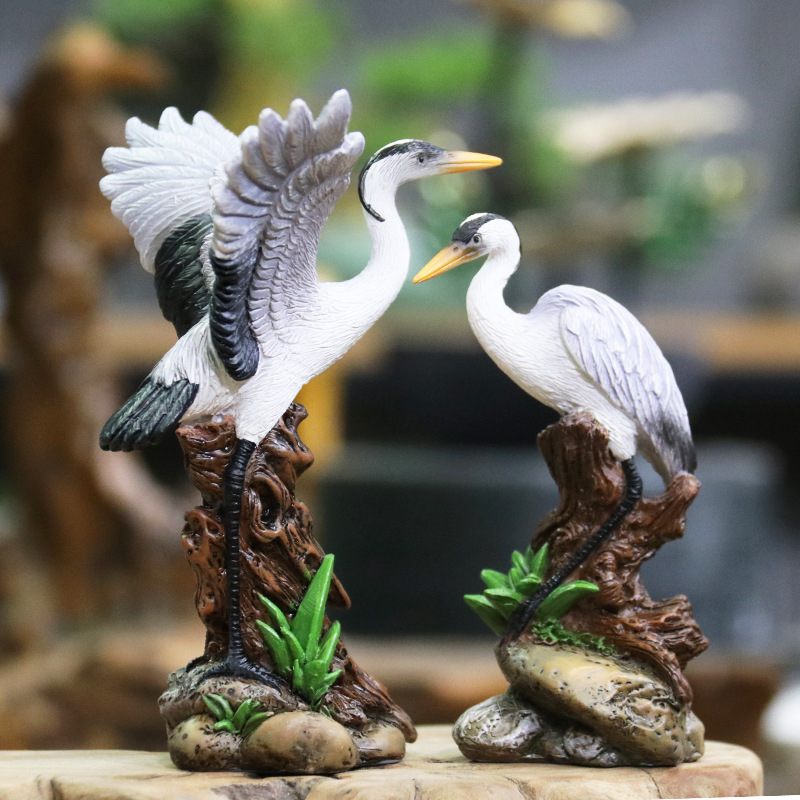 Διακοσμητικό πελεκάνος με βραχώδες τοπίο και ρέον νερό σε μικροτοπίο για μπονσί διακόσμηση - φυσική ρητίνη - κινεζικό στυλ - μάρκα Little humble craftsman