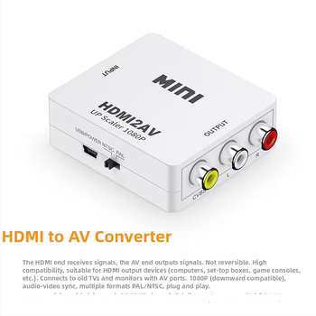 AV į HDMI vaizdo keitiklis žaidimų konsolėms, 1080P, suderinamas su visomis sistemomis, nuotolinis pažadinimas, energijos valdymas