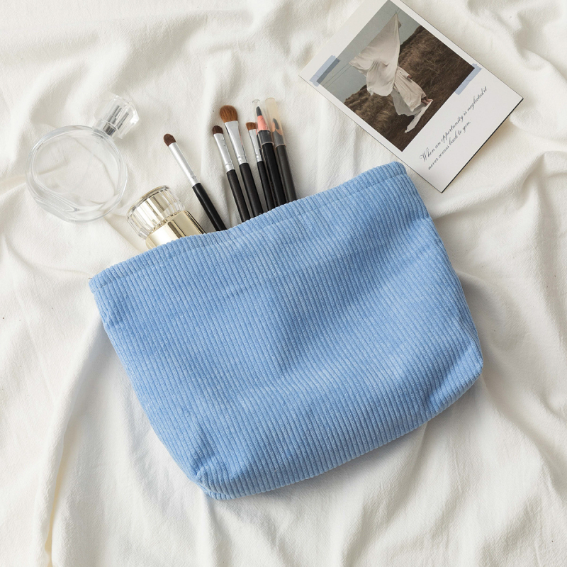 Τσαντάκι καλλυντικών από πολυεστέρα, ριγέ σχέδιο, ευρύχωρο, με φερμουάρ, αναπνεόμενο, για καθημερινή χρήση