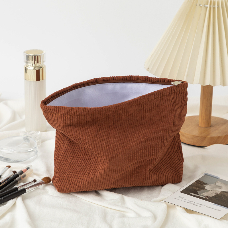 Τσαντάκι καλλυντικών από πολυεστέρα, ριγέ σχέδιο, ευρύχωρο, με φερμουάρ, αναπνεόμενο, για καθημερινή χρήση