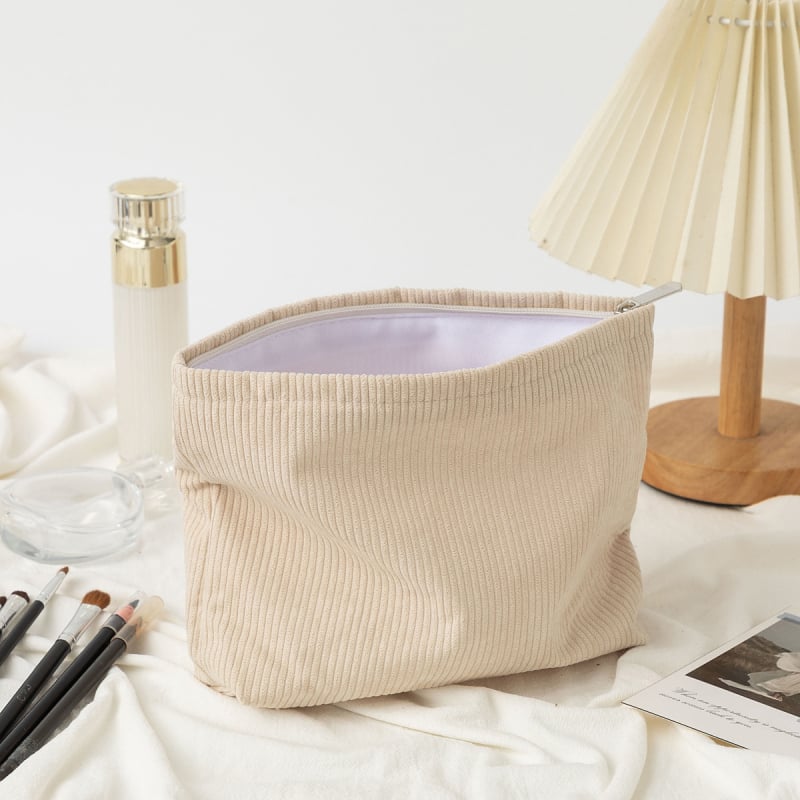 Τσαντάκι καλλυντικών από πολυεστέρα, ριγέ σχέδιο, ευρύχωρο, με φερμουάρ, αναπνεόμενο, για καθημερινή χρήση