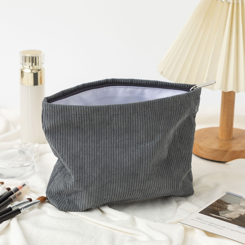 Τσαντάκι καλλυντικών από πολυεστέρα, ριγέ σχέδιο, ευρύχωρο, με φερμουάρ, αναπνεόμενο, για καθημερινή χρήση