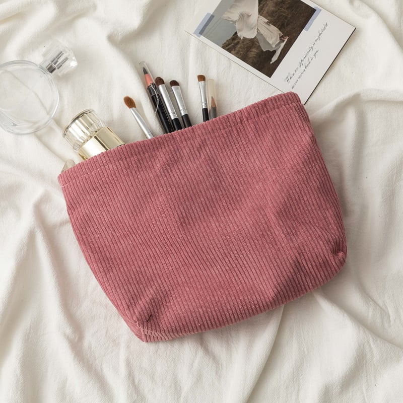 Τσαντάκι καλλυντικών από πολυεστέρα, ριγέ σχέδιο, ευρύχωρο, με φερμουάρ, αναπνεόμενο, για καθημερινή χρήση