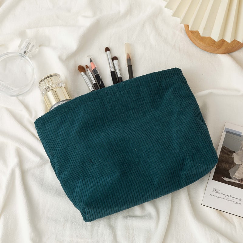 Τσαντάκι καλλυντικών από πολυεστέρα, ριγέ σχέδιο, ευρύχωρο, με φερμουάρ, αναπνεόμενο, για καθημερινή χρήση