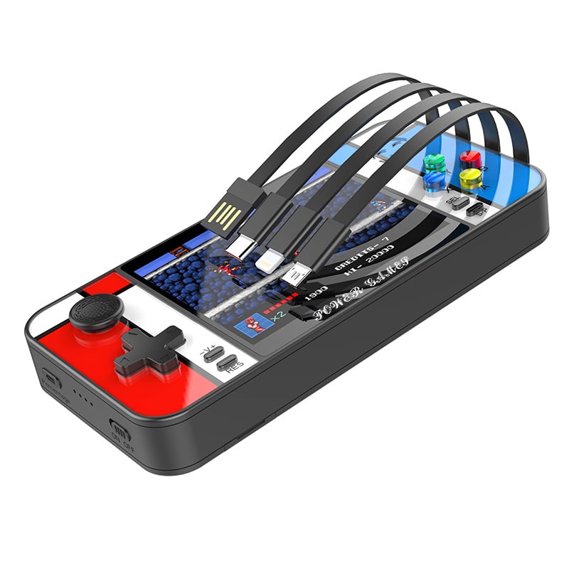 Retro nešiojama žaidimų konsole D41 su įmontuotu power banku, 2-in-1, laidinis USB/AV, 4-bit OS, RPG