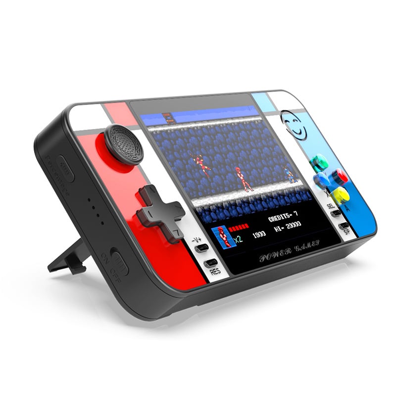 Retro nešiojama žaidimų konsole D41 su įmontuotu power banku, 2-in-1, laidinis USB/AV, 4-bit OS, RPG