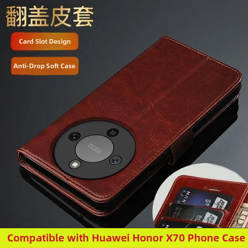 Kožené flip puzdro pre Huawei - ručne vyrobené z imitovanej kože, prispôsobiteľné, retro originálny štýl, ochrana proti nárazu s magnetickým uzáverom