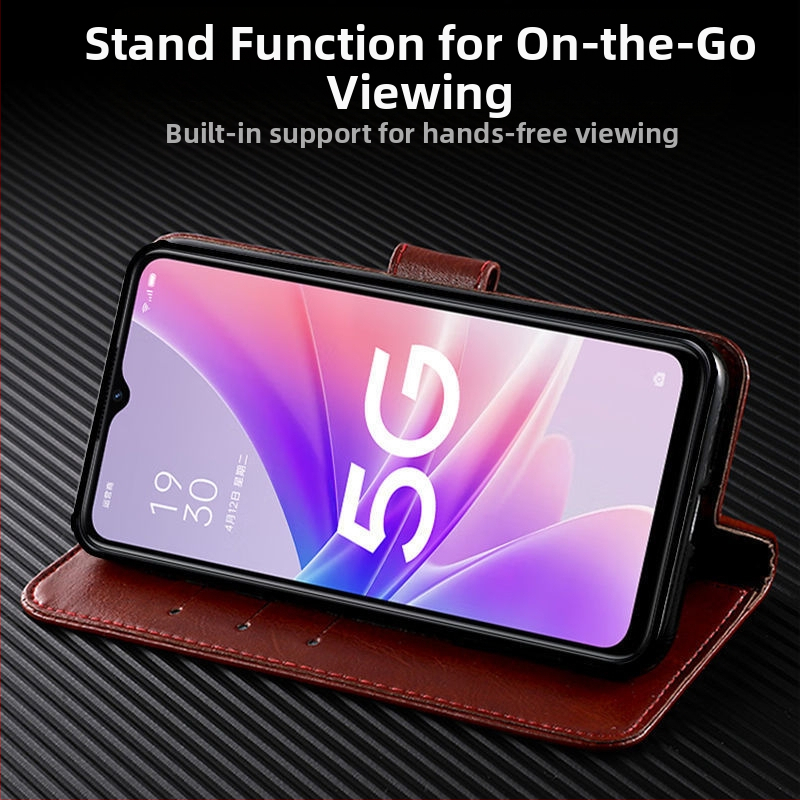 Kožené flip puzdro pre Huawei - ručne vyrobené z imitovanej kože, prispôsobiteľné, retro originálny štýl, ochrana proti nárazu s magnetickým uzáverom