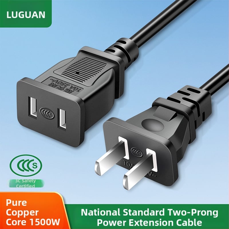 Dviejų kištukų maitinimo ilginamasis laidas namų naudojimui, 10A, 220–250V, PVC korpusas, variniai laidai, 1500W