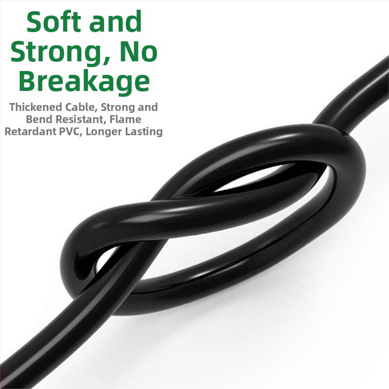 Divu kontaktu strāvas pagarināšanas kabels mājas lietošanai, 10A, 220–250V, PVC korpuss, vara vadītāji, 1500W