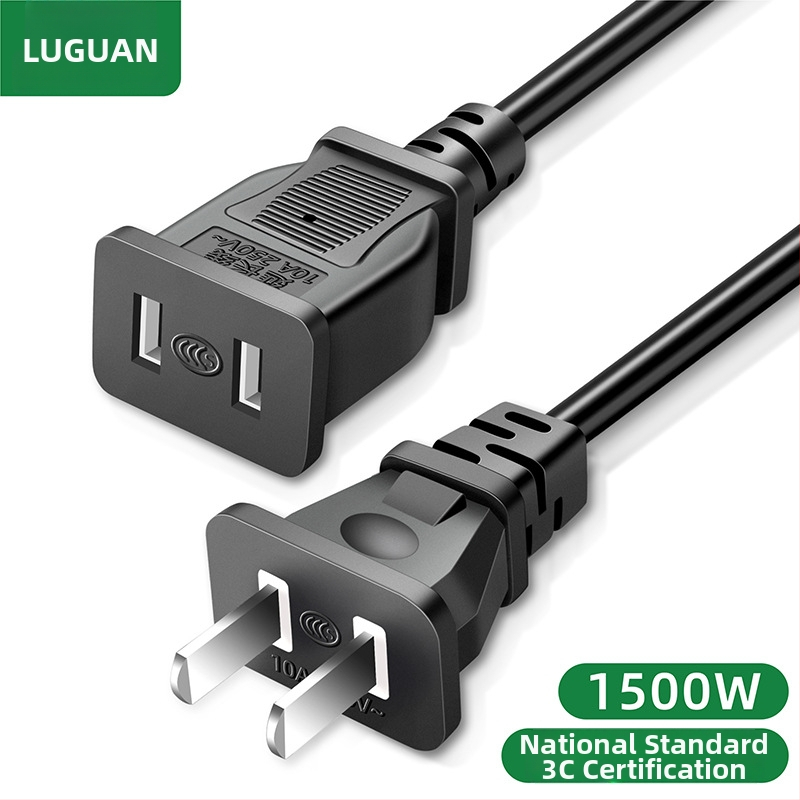 Dviejų kištukų maitinimo ilginamasis laidas namų naudojimui, 10A, 220–250V, PVC korpusas, variniai laidai, 1500W