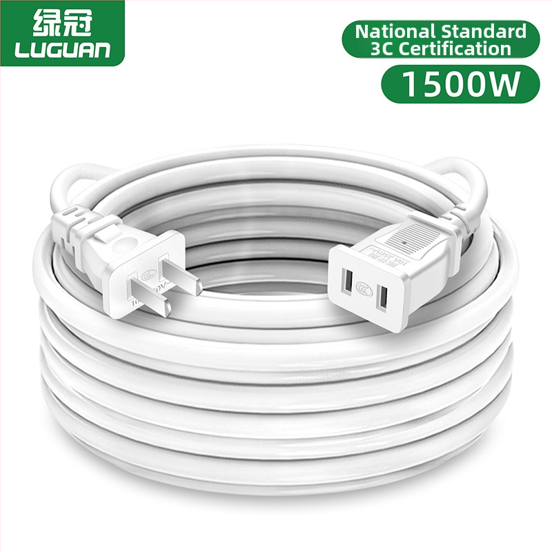 Dviejų kištukų maitinimo ilginamasis laidas namų naudojimui, 10A, 220–250V, PVC korpusas, variniai laidai, 1500W