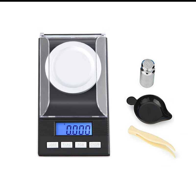 Електронна везна за бижута, модел 128, капацитет 50 г, точност 0.001 г, електронно измерване, захранване от две AA батерии, мултифункционална