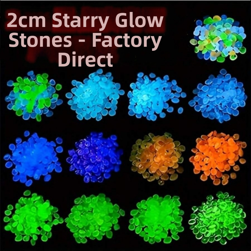 2 cm žiariace kamienky s hviezdnymi bodmi pre akvárium a mikro krajinku, fluorescenčné kamienky