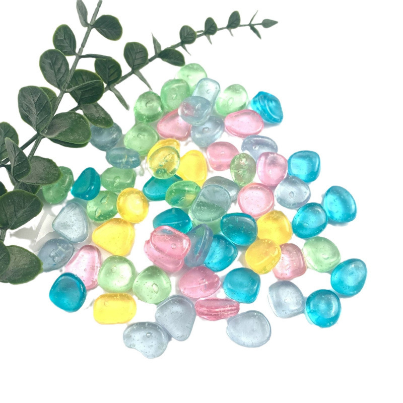 Pietre fluorescente pentru amenajări acvariu și micro-peisaje - Plastic, formă pietriș, turnare prin injecție, ambalare într-o pungă