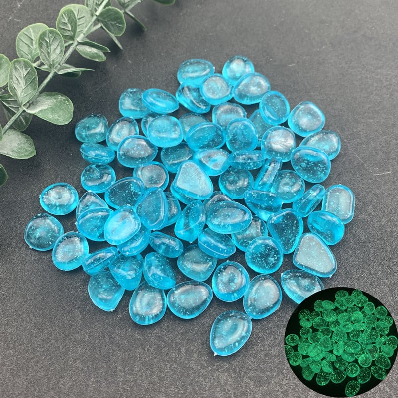 Pietre fluorescente pentru amenajări acvariu și micro-peisaje - Plastic, formă pietriș, turnare prin injecție, ambalare într-o pungă