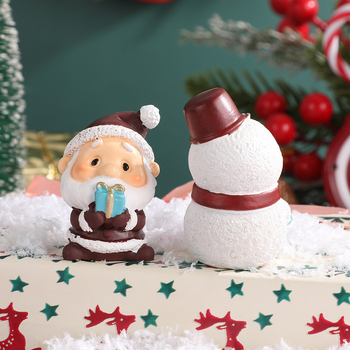 Mini karácsonyi családi állat ornament – gyanta, mini tájkép dekoráció, karton csomagolás