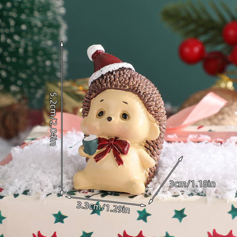 Mini karácsonyi családi állat ornament – gyanta, mini tájkép dekoráció, karton csomagolás