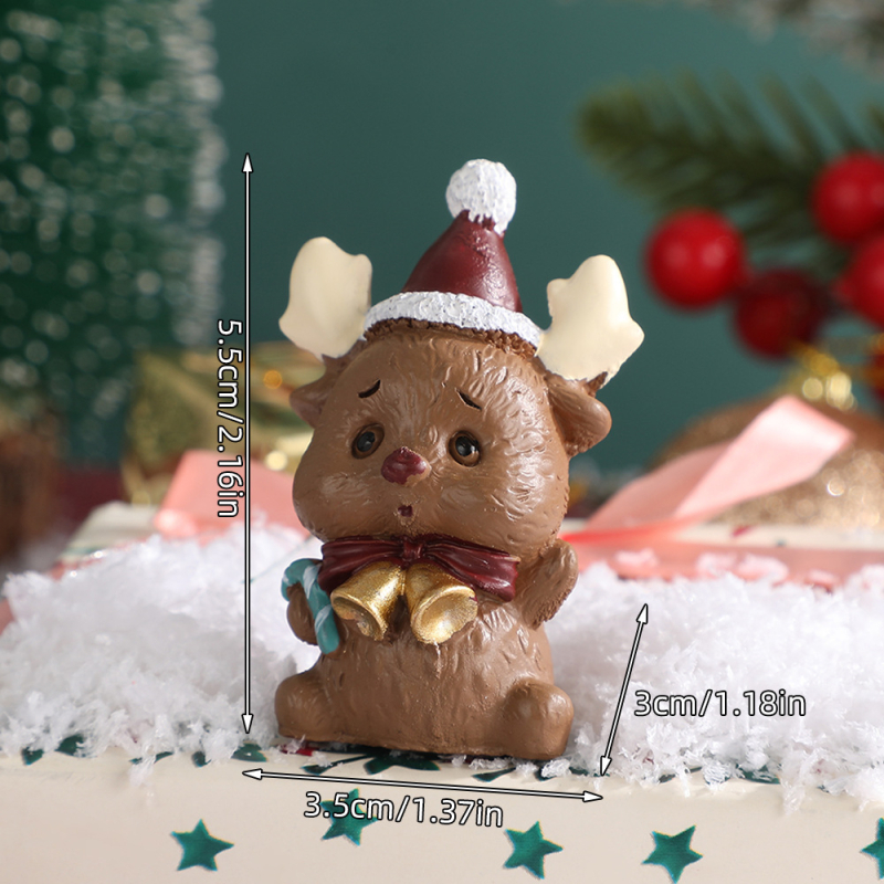 Mini karácsonyi családi állat ornament – gyanta, mini tájkép dekoráció, karton csomagolás