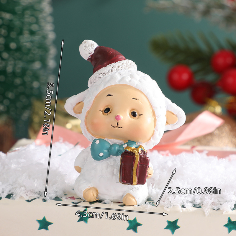 Mini karácsonyi családi állat ornament – gyanta, mini tájkép dekoráció, karton csomagolás