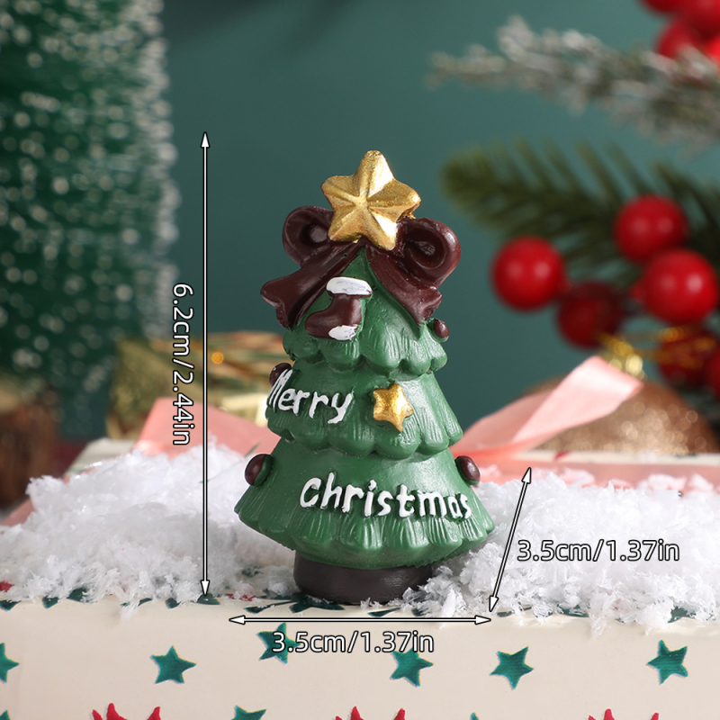 Mini karácsonyi családi állat ornament – gyanta, mini tájkép dekoráció, karton csomagolás