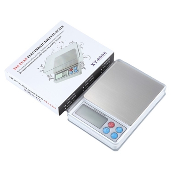 Ювелирна везна с прецизност 0.01 g, капацитет 2000 g, джобна цифрова везна, модел DH-8006, захранване с две батерии AA