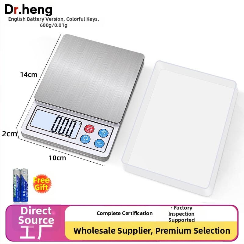 Ювелирна везна с прецизност 0.01 g, капацитет 2000 g, джобна цифрова везна, модел DH-8006, захранване с две батерии AA