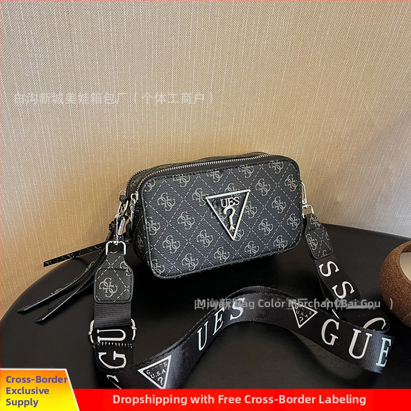 Ženska monogram kvadratna crossbody torbica za kameru, PU koža, horizontalni oblik, zatvarač, unutarnja džep za telefon, jedan remen za rame