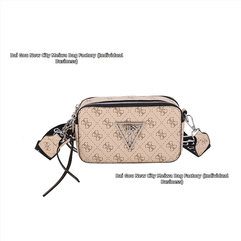Ženska monogram kvadratna crossbody torbica za kameru, PU koža, horizontalni oblik, zatvarač, unutarnja džep za telefon, jedan remen za rame