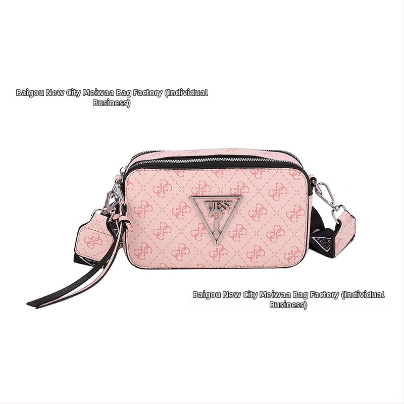 Ženska monogram kvadratna crossbody torbica za kameru, PU koža, horizontalni oblik, zatvarač, unutarnja džep za telefon, jedan remen za rame
